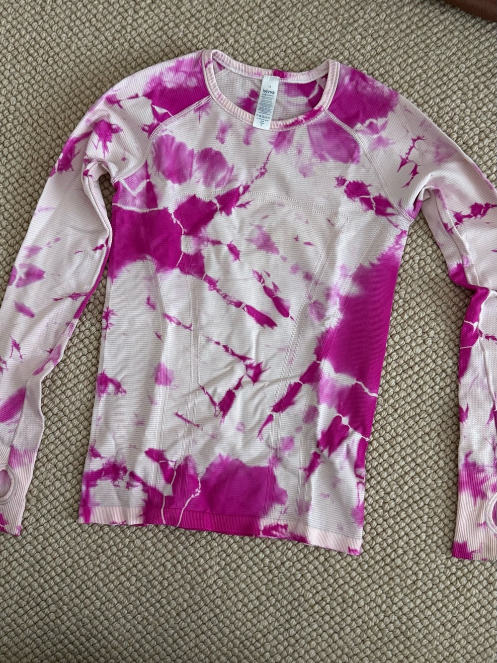 Pink Tie-Dye Long Sleeve workout Top